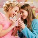 3 x Doll Clothes for 17cm Accessories Set with Glasses Butterfly Clip Pink Clothe la Boo-Boo for Clothe No Doll Included (Brown, One Size)