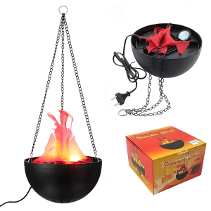 3D Fake Fire Flame Hanging Lamp Decoration, 110V Artificial Flickering Flame Campfire 3D Decorative Night Light Realistic Torch Light for Christmas Party Festival Decor