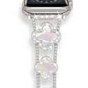 Musk-MSKR Diamond Metal Bands Add Sparkle to Your Watch For Apple Watch Series 11/10/9/8/7/6/5/4/3/2/SE/Ultra Clover Simple and Stylish Compatible with 38mm40mm41mm42mm44mm45mm 46mm49mm Women's Wear