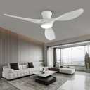 TALOYA 52 inch Ceiling Fans with Lights Remote Control, Modern Low Profile Ceiling Fan with Quiet Reversible DC Motor for Bedroom Living Room and Patio, White