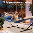 SUNCREAT Patio Hammock with Stand, Solar Powered Lights, Backyard Hammock with Stand for Outside, Navy