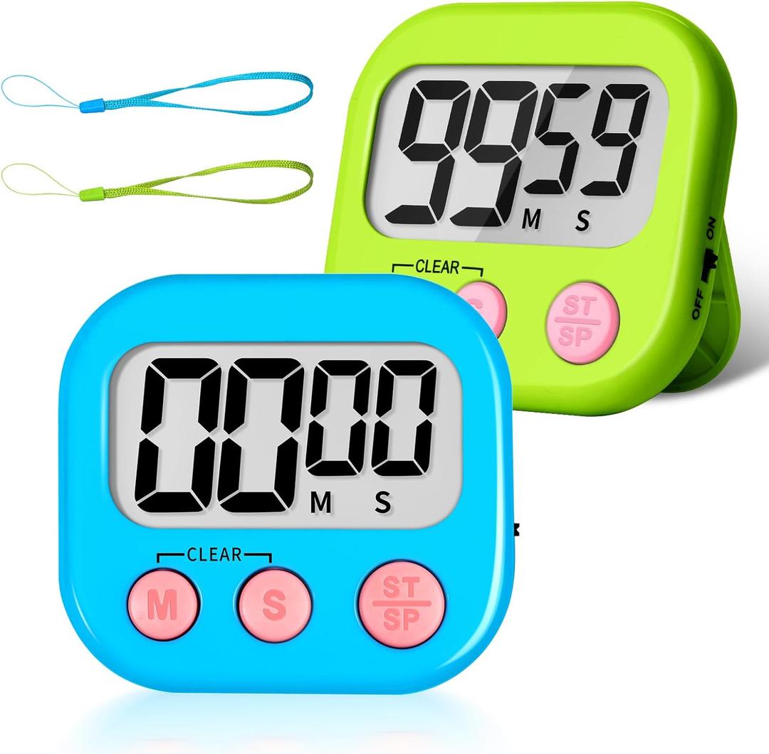 ZILLEEN Classroom Timer for Kids Teachers 2 Pack Digital Timers (Blue & Green)