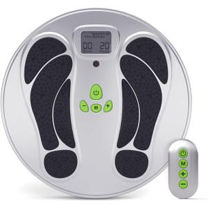 FDA Cleared - EMS Foot Massager for Neuropathy & Pain Relief, TENS Unit Foot Leg Stimulator for Circulation & Muscle Relaxation, Electric Feet Massager for Neuropathy, Gifts for Family Dad Mun Elder (Silver)