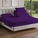 Flex Top Split Head King 4 Piece Sheet Set - Ultra-Soft, Breathable & Cooling Bed Sheets Set - Hotel Luxury Bedding for Women & Men w/ Deep Pockets - Wrinkle Free & Fade Resistant - Oeko-Tex - Purple