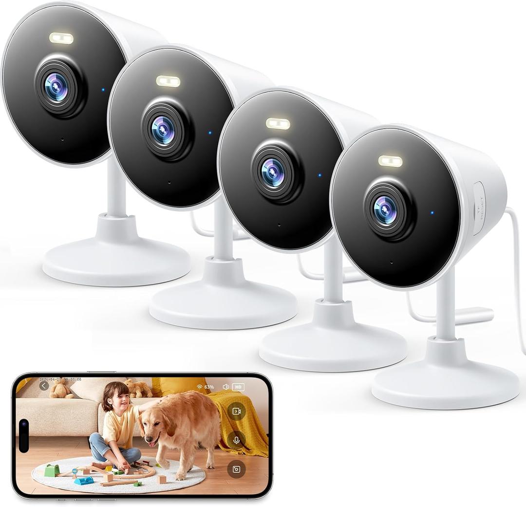 Security Camera Indoor Outdoor, 5G & 2.4G WiFi Cameras for Home, Baby/Elder/Nanny/Dog/Pet Camera with Phone App, Spotlight, Color Night Vision, 2-Way Audio, 24/7, SD/Cloud Storage, Works with Alexa, 4 Pack