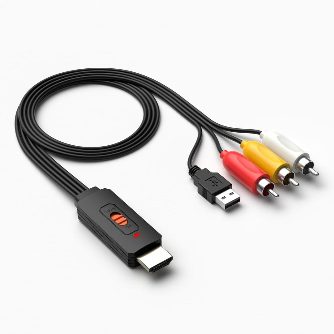 Dingsun HDMI to RCA Converter for TV, Apple TV, Roku, Fire Stick, DVD, Blu-ray Player ect.