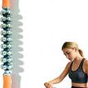 Ice Roller Massager Stick – Deep Tissue Muscle Recovery with 360° Rotating Stainless Steel Beads for Soreness & Stiffness Relief (Orange)