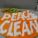 Peach Clean Bathroom Rugs, Cute Bath Mat Decor Door Mat, Soft & Absorbent Plush Coral Fabric Non-Slip Bathtub Rug Washable 24.8" x 21.6"