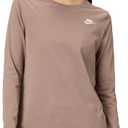 Nike Women's Sportswear Club Long-Sleeve T-Shirt (Medium, Mink Brown)