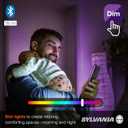 Sylvania Smart+ Bluetooth Mesh 60W Equivalent A19 LED Light Bulb, Full Color and Dimmable White, Compatible with Alexa, 2 Pack