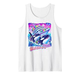 Eat the Rich Whale 90s Orca Funny Whale Yacht Animal Retro Tank Top, M