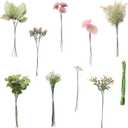 Floroom Artificial Greenery Stems Box Set, 45pcs with 6 Kinds of Faux Greenery Flowers Picks for DIY Bridal Bouquets Wedding Floral Arrangement Table Centerpieces, Dusty Rose & Green