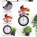 Outdoor Clock with Cardinal and Flowers, Cardinal Birds Outdoor Wall Clock Waterproof, Silent No-Ticking Outdoor Clocks for Garden, Fence, Patio, Living Room