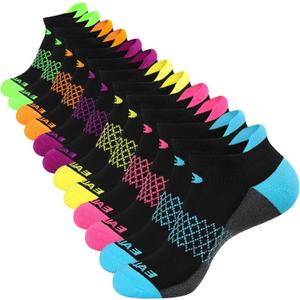 eallco Womens Ankle Socks 6 Pairs Running Athletic Cushioned Sole Socks With Tab, Size: 6-10