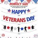 2 x Happy Veterans Day Banner Blue Red Veterans Day Decorations America Patriotic Army Military Soldier Thank You Veterans Theme Dcor Remember and honor Veterans Day Party Supplies