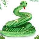 Hiboom Giant Snake Plush 110 Inch Large Stuffed Animal Realistic Stuffed Lifelike Snake Toy Gifts for Birthday Party Decoration Halloween Carnival Prank Props (Green)