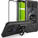 Cricket Icon 3 Case(3rd Version)/At&t Motivate 2 Case(2nd)/Cricket Splendor Case w/Tempered Glass Screen Protector Protective Cover Black
