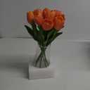 Fake Tulips Artificial Tulip Flowers in Glass Vase with Faux Water, 14.2" Real Touch Orange Tulip Flowers Dcor for Table Centerpiece Home Farmhouse Resto Wedding Decoration
