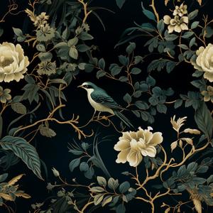 Dark Floral Peel and Stick Wallpaper Vintage Floral Contact Paper 16.9inchx118.1inch Flowers Bird Wallpaper Peel and Stick Boho Leaf Self Adhesive Removable for Bathroom Wall Paper Decor