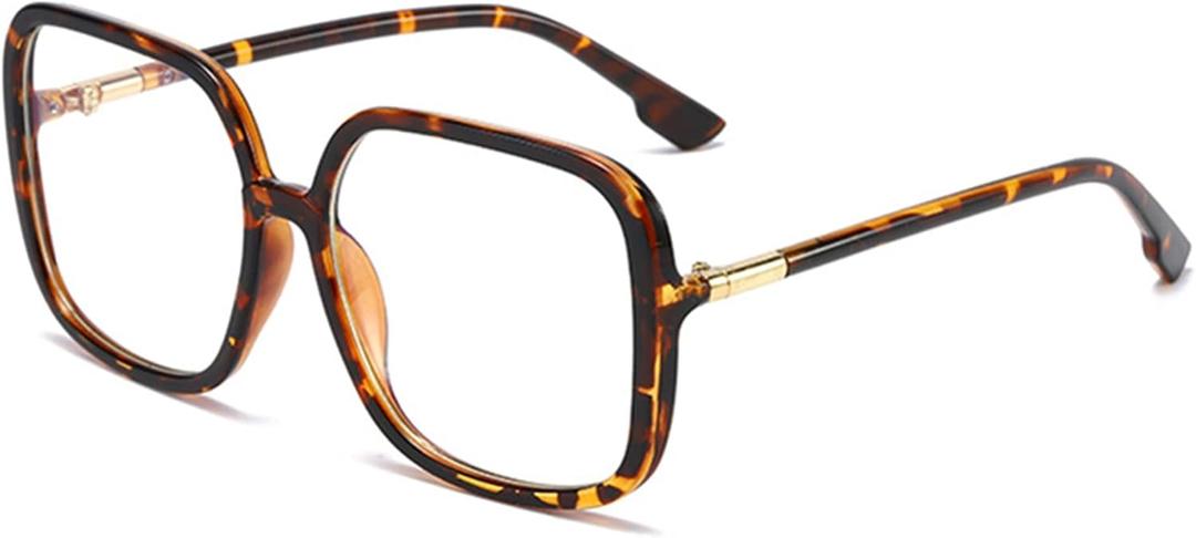 Retro Square Reading Glasses For Women Blue Light Blocking Oversized Eyeglass Frames Large Lens, Magnification Strength: 1.25 x