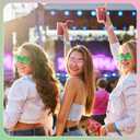 Flutesan 70 Pcs Witch Party Favors Pink and Green Heart Shaped Glasses Witch Theme Friendship Bracelets Pink and Green Hair Scrunchies with Thank You Stickers Laser Storage Bag for Wizard Fans Party