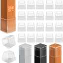 28 Pcs Chair Leg Sliders for Carpet Rug, Square Chair Glides, Silicone Furniture Leg Protectors Caps Kitchen Table Feet Covers with Plastic Pads, No Scratches (Fit:1-1/2"~1-3/4", Clear) (Square XL (1.50"-1.77"))