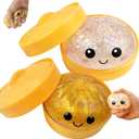 Glitter Dumpling Squishy Mystery Box - Smile White and Gold 2026 Upgraded Dumplings Squishes for Adults Teens Squeeze Easter Basket Stuffers & Stocking Stuff - 2 Pcs