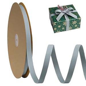 FAKILO Blue Velvet Ribbon Double Faced 3/ 8 Inch x 30 Yard Blue Vintage Velvet Christmas Ribbon for Christmas Tree Crafts Wreath Gift Wrapping Bow Making and Wedding Decoration