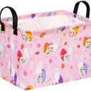 FUULOXE Rectangular Easter Basket Storage Bin for Shelves Cute Gifts Baskets Foldable Box with Handles for Boy and Girl Home Office Car Dormroom Easter Party Supplies, 14.5"L x 10.2"W x 9.4"H, rabbit