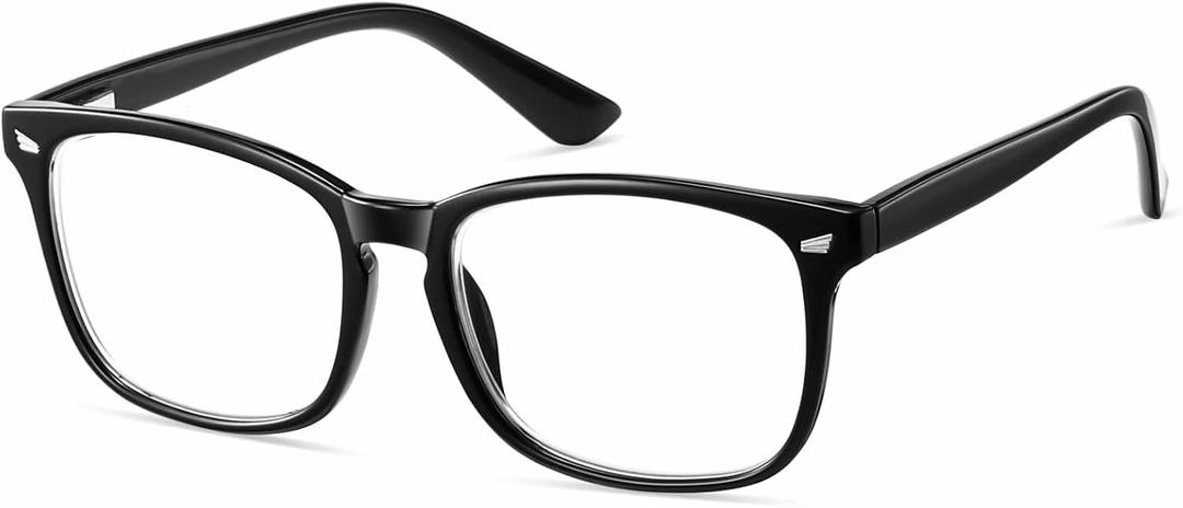 Nearsighted Myopia Glasses for Men Women, Blue Light Distance Glasses with Spring Hinge (Black)