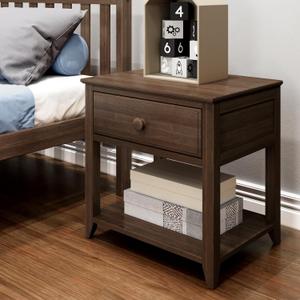 Max & Lily Classic Nightstand with Shelf and 1 Drawer, Walnut