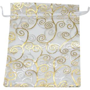 50pcs Organza Pouch Bag Drawstring 5"x7" 13x18cm Strong Gift Candy Bag Jewelry Party Wedding Favor (Gold Silver)