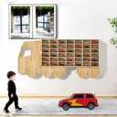 Wood Toy Car Display Rack, Holds 42 Diecast Cars Model Car Display Case 1/64 Scale Toy Cars Organizer Freestanding or Wall-Mounted Toy Car Storage Cabinet, 38.735 Cm X 12.7 Cm X 74.93 Cm