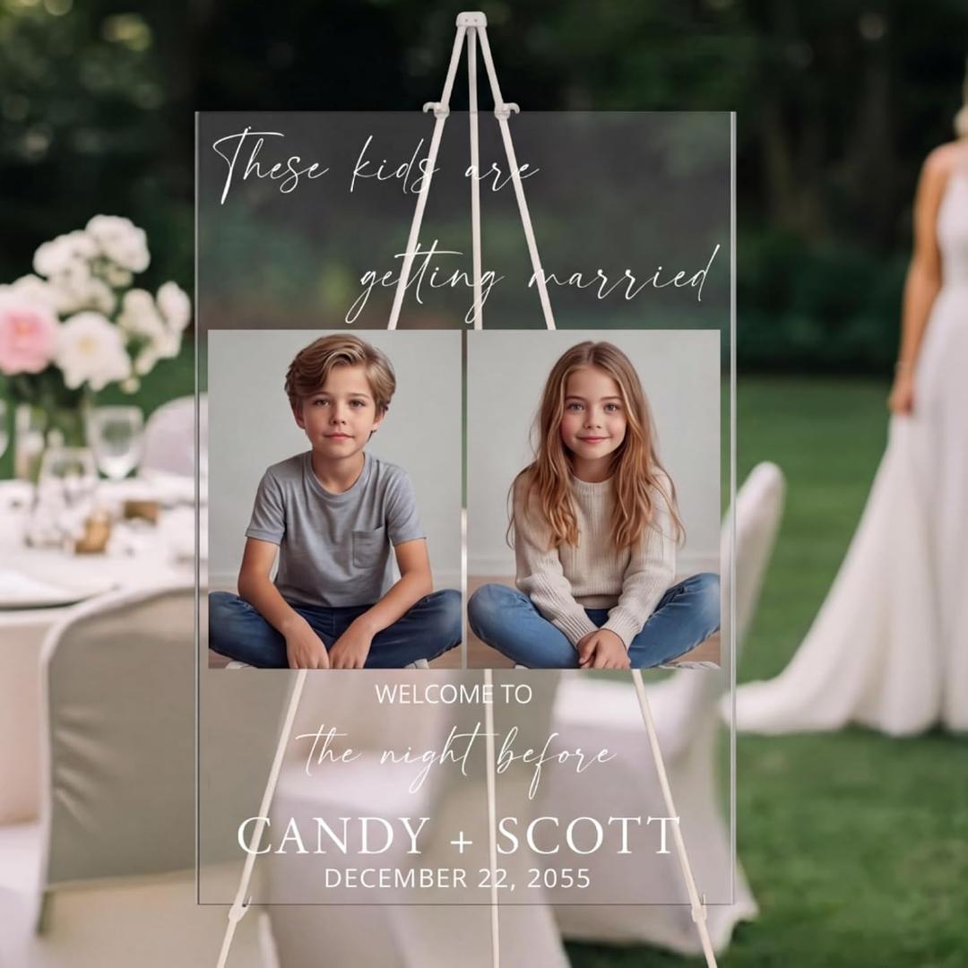 Novabright 6 Pcs the Night Before Wedding Welcome Yard Sign with Adjustable Easel & DIY Stickers 15.8"x23.6" These Kids Are Getting Married Yard Signs Decor for Rehearsal Dinner, Bridal Shower