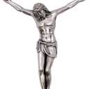 Silver-Tone Metal Corpus and INRI Sign | Make a Custom Crucifix | DIY Catholic Home Devotional Dcor | Detailed Figurine of Jesus with Crown of Thorns and Arms Outstretched (3 Inch)