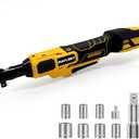 3/8" Cordless Ratchet Wrench for DEWALT 20V MAX Battery, 45 Ft-lbs(60 N.m) Power Electric Ratchet Tool Kit, Variable Speed Control, 5 Sockets, 1/4"Adapter & 3" Extension Bar (Tool Only)