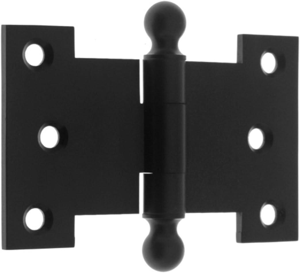 idh by St. Simons 80254-019 Professional Grade Quality Genuine Solid Brass Parliament Hinges with Ball Finials, Matte Black, 2-1/2 x 4-Inch