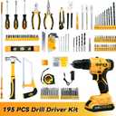 Tool Kit Box Drill Set with 21V Cordless Drill, Tool Box with Drill, Hand Drill Set for Men, Power Tool Combo for Home Repair, DIY, Handyman