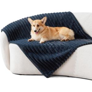 Waterproof Dog Blankets for Large Dogs - 40x50 Large Blanket Washable for Bed Protection, Soft Faux Fur Couch Throw Blanket Furniture Protector, Navy