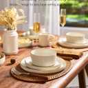 Famiware Star 24-Piece Stoneware Dinnerware Set with Trim, Service for 6 - Shallow Pasta Bowls & Flat Plates, Dishes for Everyday & Formal Use, Chip/Scratch Resistant, Microwave/Dishwasher Safe, White