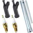 4pcs F7TC Spark Plugs GX120 GX160 GX200 GX240 GX270 GX340 GX390 Sparkplugs for Generator Lawnmower Chainsaw Tractor Rototiller Water Pump Go Kart Mini Bike, with Spark Plug Boot Caps & Wrench