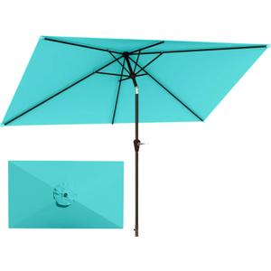 6.5'x10' Rectangular Patio Outdoor Umbrella,Large Coverage with Push-Button Tilt & UV Protection,Sturdy Ribs for Deck,Lawn,Pool,Backyard