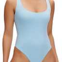 NANJI Sleeveless Tank Bodysuit for Women - Slim Fit Scoop Neck Thong Body Suit, Stretch Double Lined Tops Casual Going Out (XXL)