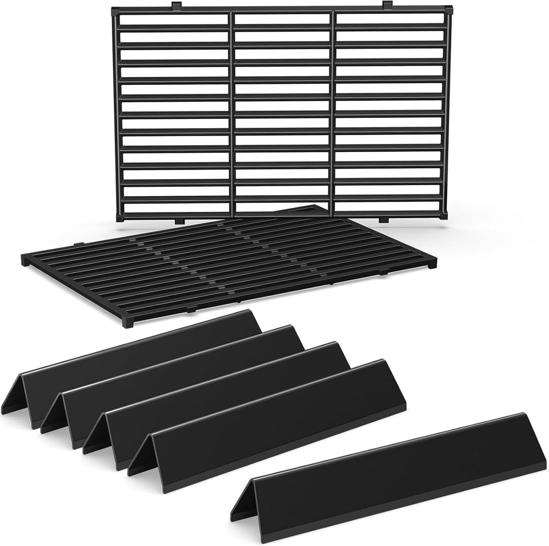 Spirit E310 Grill Parts for Weber Spirit, 17.5" Grill Grates 15.3" Flavorizer Bars for Weber Spirit 300 & GS4 Spirit II 300, Spirit E-310 E-315 Grills with Front Control Knobs for Weber 7638 7636