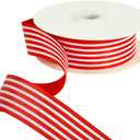 TONIFUL Red White Striped Ribbon 1 Inch 25 Yards Grosgrain Ribbon for Gift Wrapping Valentines Decoration DIY Floral Bouquet Hair Bows Accessories Crafts Wedding Christmas Birthday Party Decor