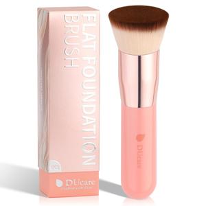 DUcare Foundation Brush for Liquid Makeup,Flat Top Kabuki Foundation Brushes - Premium Makeup Brush for Liquid, Cream, Powder,Buffing, Blending,Pink