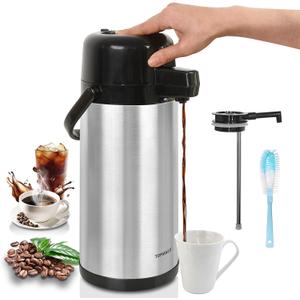 Airpot Coffee Carafe for Keeping Hot,102oz/3L Coffee Dispenser Thermal with Pump,Insulated Stainless Steel Hot Beverage Dispenser for Parties,Thermal Carafe for Hot Drinks Water Tea Chocolate (Silver)