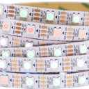 WS2812B IC RGB 5050SMD ECO Individual Addressable LED Strip Light, 16.4FT 300LED 60LED/m Flexible Full Color IP30 DC5V White PCB for DIY Project (No Power Adapter or Controller)