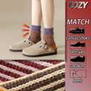 CHUNFO Womens Strip Ankle Socks Cute Athlete Ribbed Colorful Slouch Crew Cotton Casual Sock Size5-10.5 (6pack,black,blue,purple,grey,red,brown)