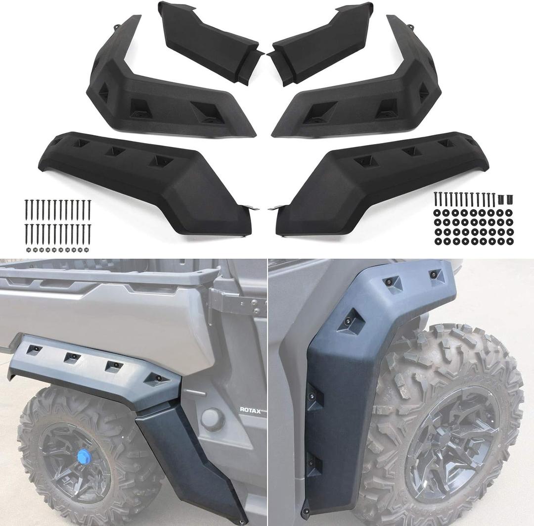 Extended Fender Flares Compatible with Can Am Defender, Mud Guards Front&Rear Compatible with Can-Am Defender HD5 HD10 HD8 MAX 2016-2026 Replace 715006821 715002424 715006822(6pcs)